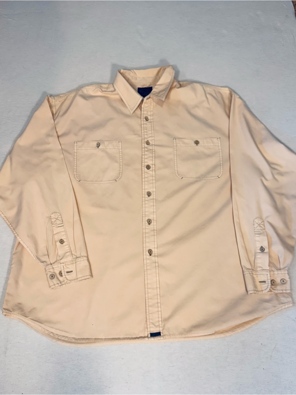 Vintage Tommy Bahama Indigo Palms  Long-Sleeve Button-Down Shirt Beige Relaxed